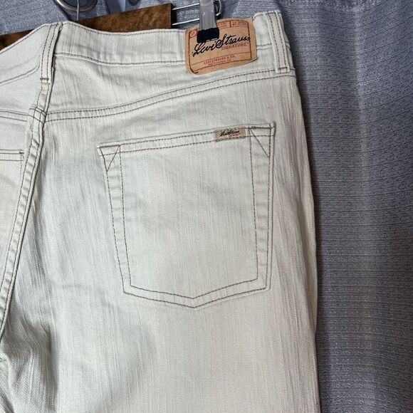 LEVI STRAUSS SIGNATURE Misses Size 16 Long Tan Boot Cut Denim Jeans Stretch - Picture 8 of 11